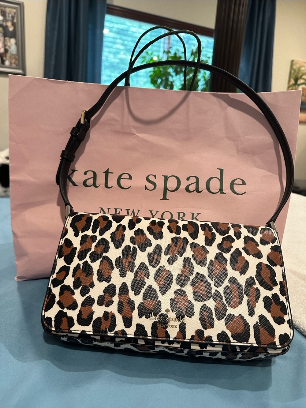 kate spade Staci Leopard-Print Shoulder Bag in Brown/Black/Cream